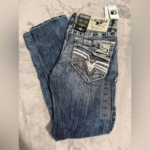 Salvage mens Slim Straight Jeans - Dark Blue